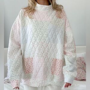 Sunkissed Coconut Quilted Pastel Mockneck Sweatshirt